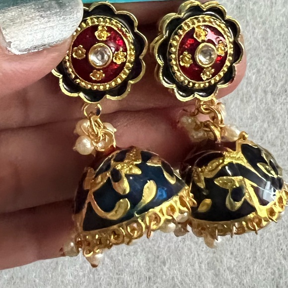 Meenakari earrings - Picture 2 of 2